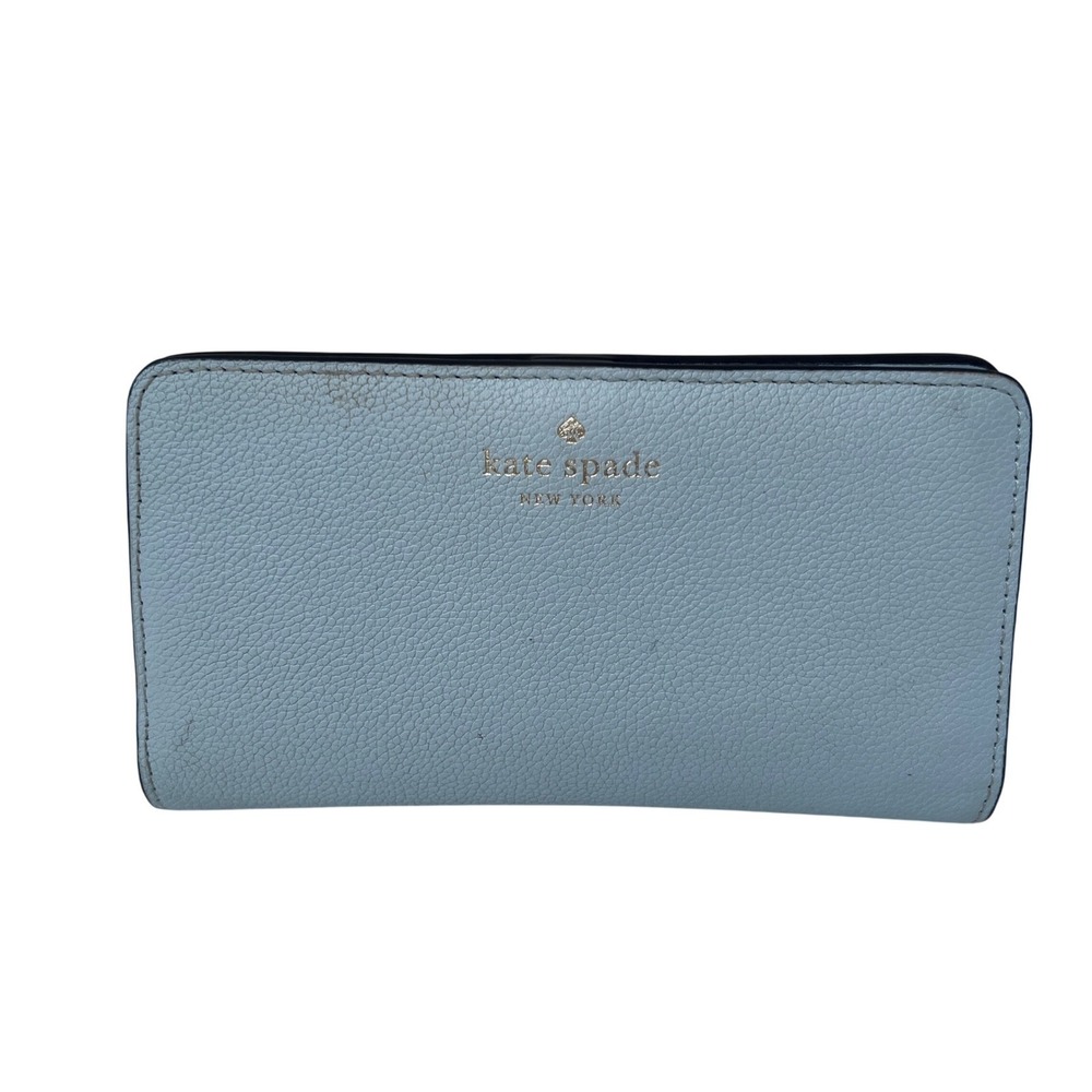 Kate Spade New‎ York Continental Wallet Pebbled Leather Pale Blue - READ